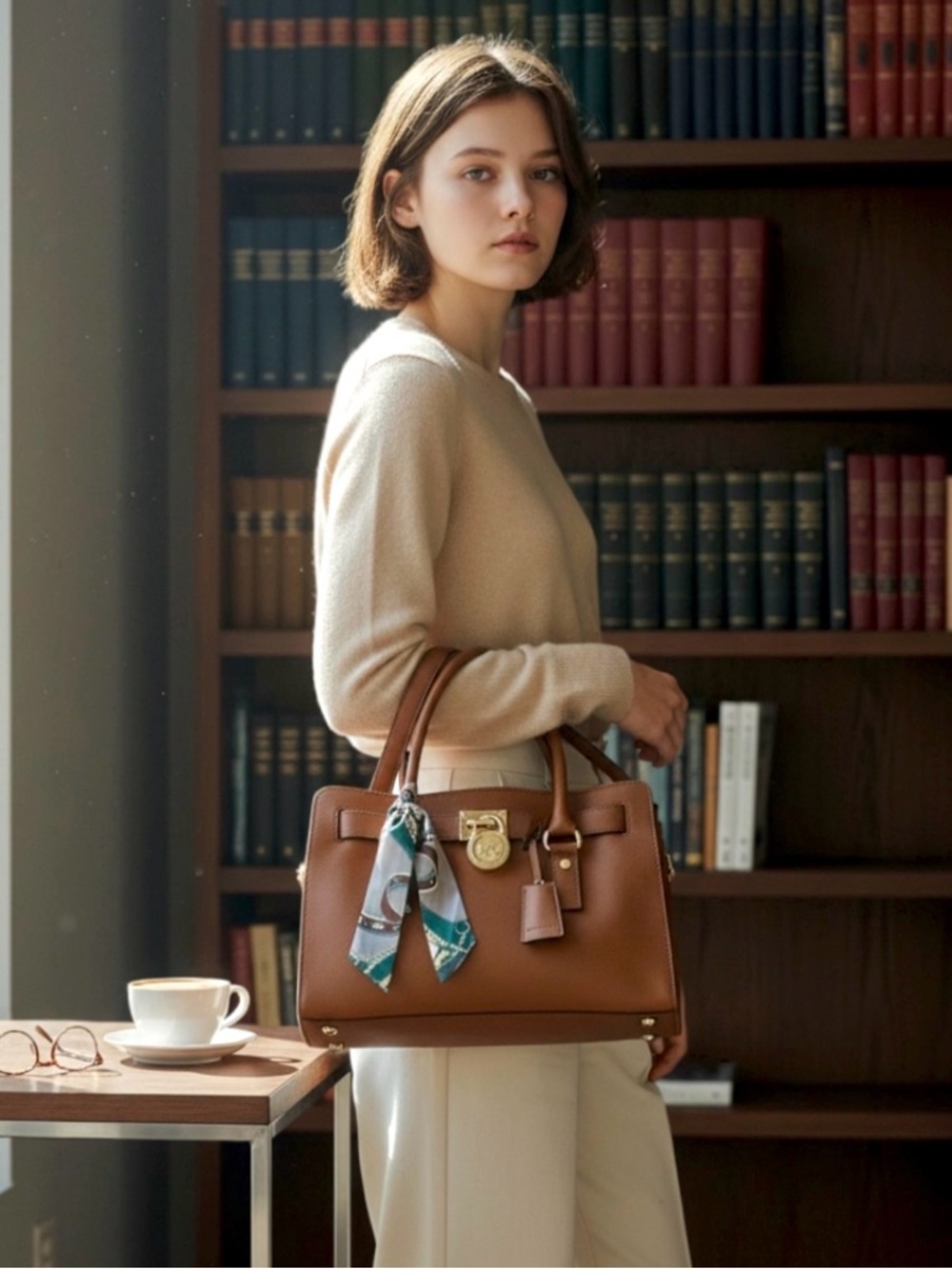 Michael Kors Hamilton Satchel in Luggage Brown with Gold Hardware - Picture 3 of 11